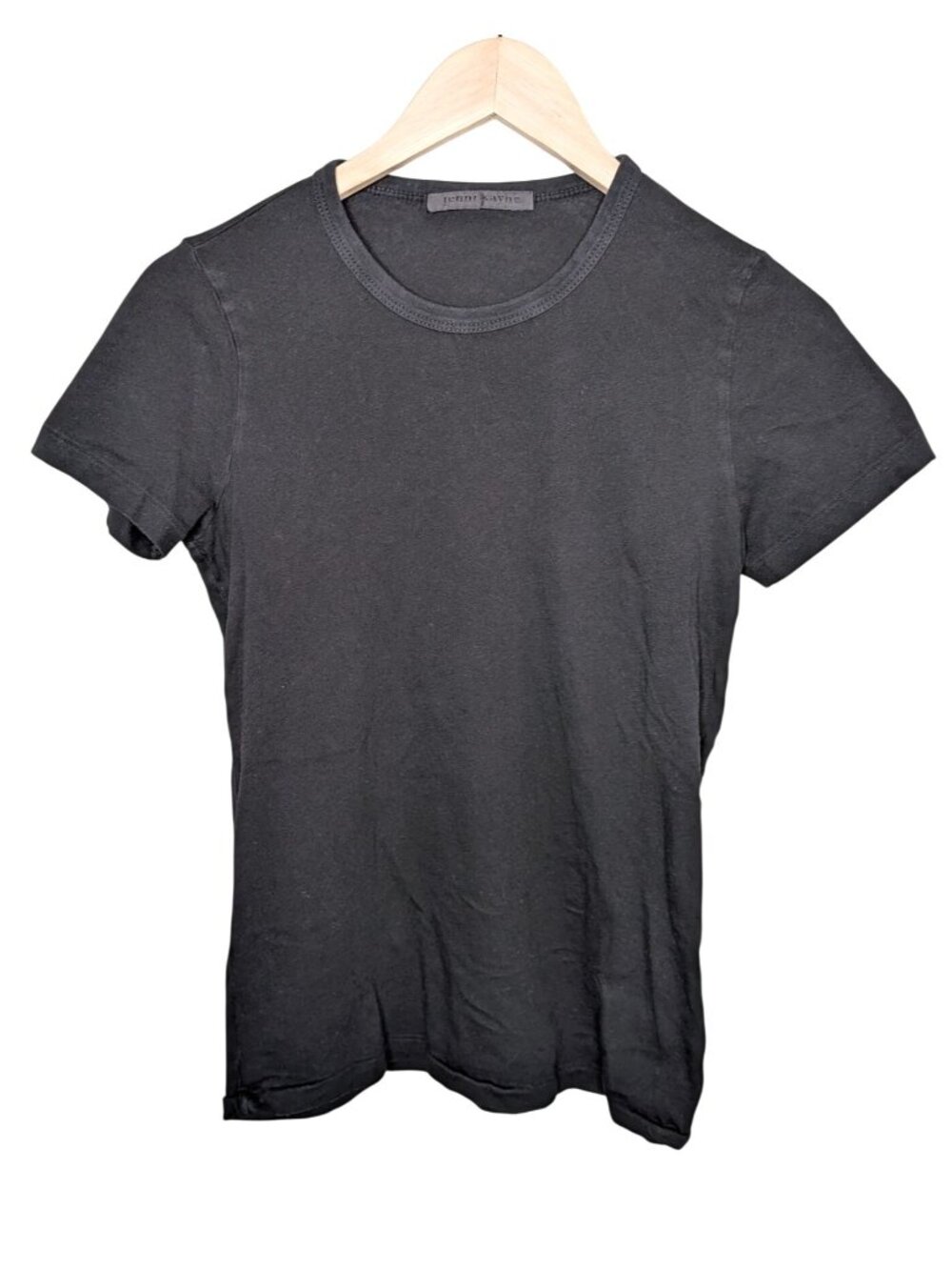 Jenni Kayne Black Cotton Minimalist Crewneck Short Sleeve Capsule Wardrobe top s